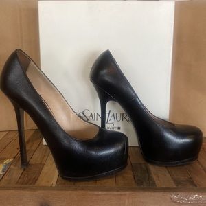 Yves Saint Laurent YSL leather Vernigolf Tribtoo 105 platform high heels, 38.5